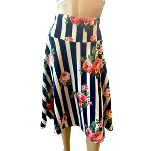 Silhouette NYC Striped Blue Floral A-line Women's Skirt Size 1X